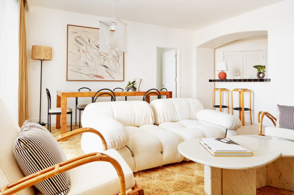 Sofa white and brown simple elegant interior design tips instagram carousel post